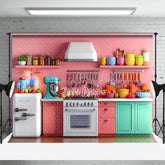 Lofaris Pink Kitchen Display Portrait Photo Backdrop
